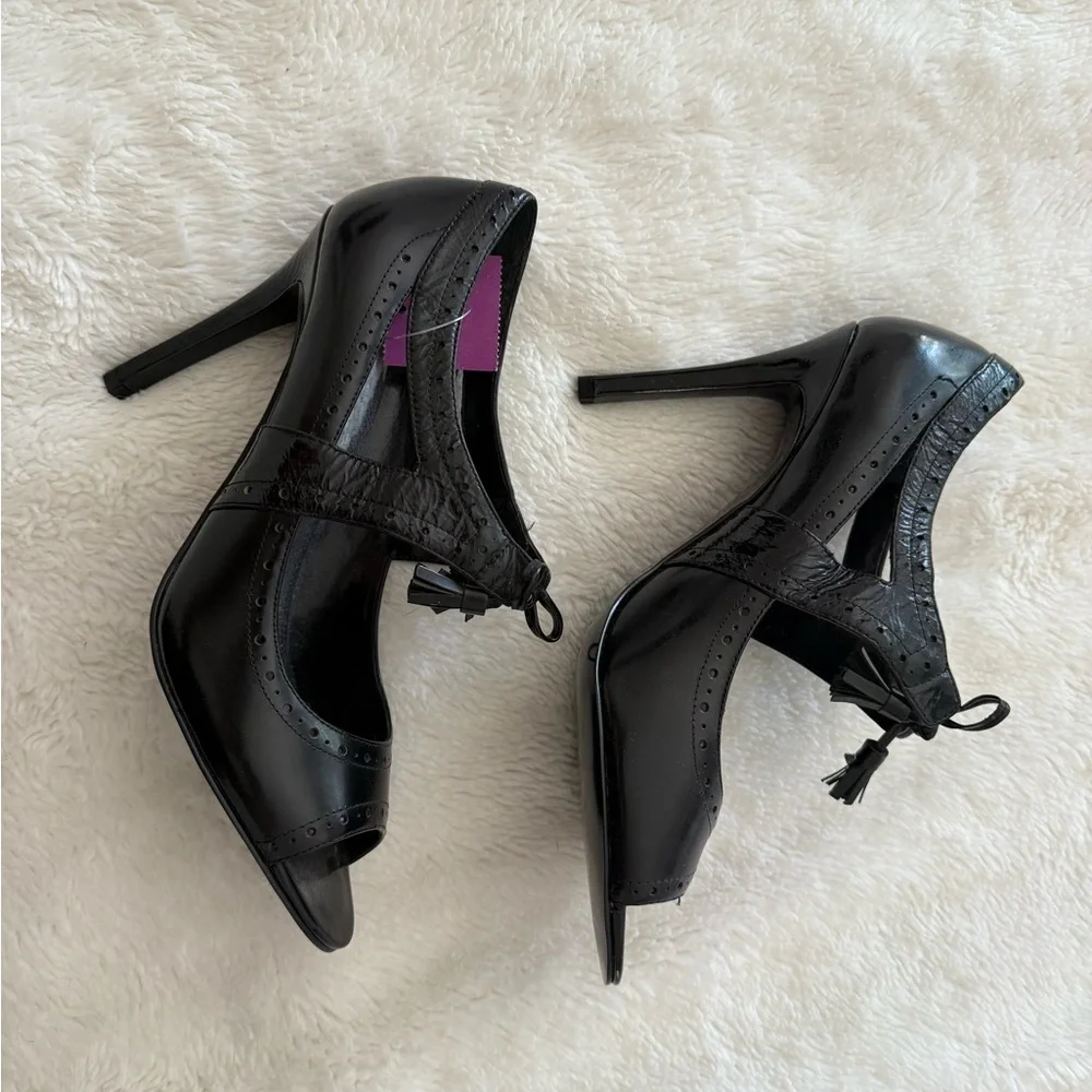 Enzo Angiolini Black Lace-Up Heels